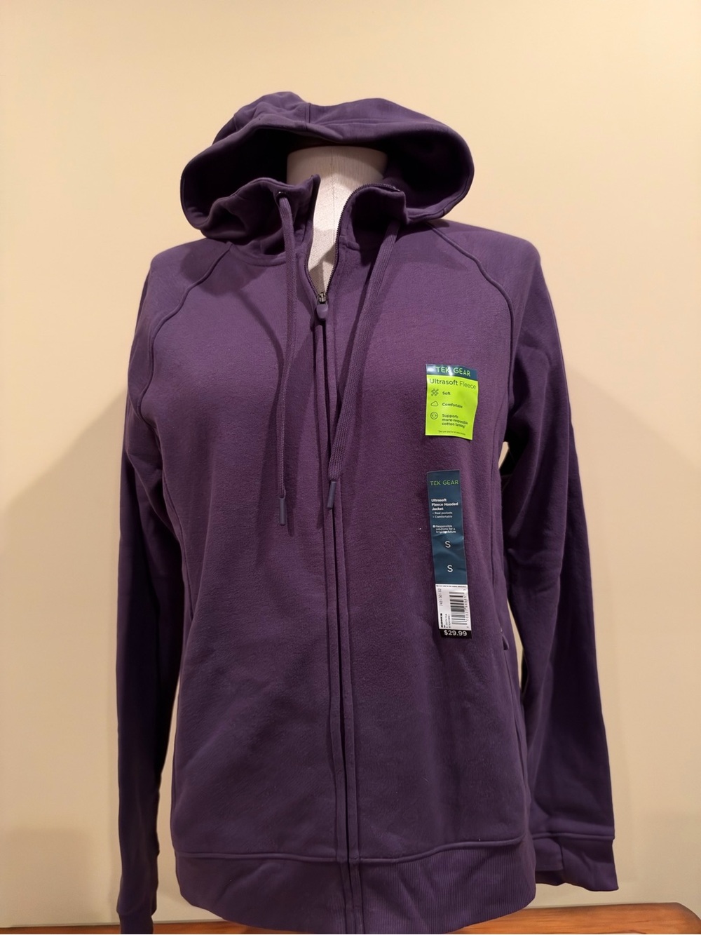 Women’s TEK GEAR Ultrasoft Fleece Purple Long Sleeve Full Zip Up Hoodie NWT  S